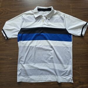 3 For 15 Nike Men's Polo Shirt - White with Blue and Black Stripes